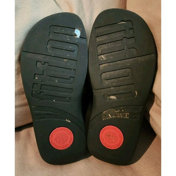 Fitflop Lulu Black Weave Thong Slip On Sandals Women's Sz 8 (407-001) - Picture 7 of 9